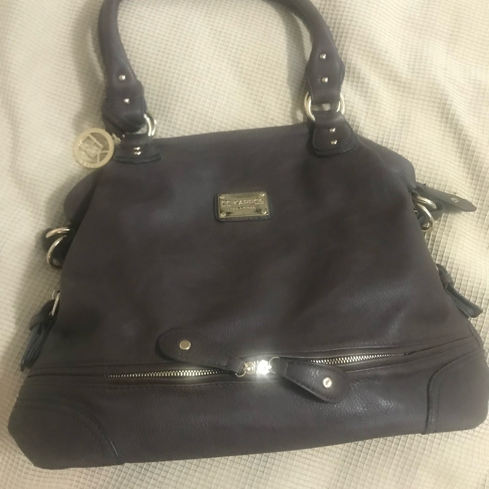 L L Kappos Chocolate Brown Satchel with gold accents